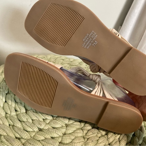 Anthropologie Matisse Rogue Cream Leather Strap Toe Loop Slide Sandals NWOB - Picture 11 of 11